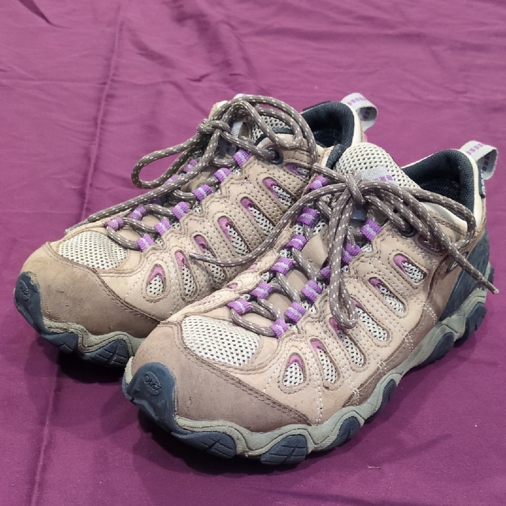 💜🤎Oboz Women's Tan, Brown and Purple Outdoor Shoes size 7💜🤎